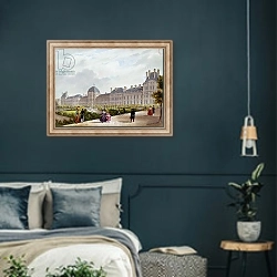 «The Tuileries during the Restoration» в интерьере классической спальни с темными стенами