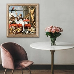 «Interior of an office, or still life with game, poultry and fruit, c.1635» в интерьере в классическом стиле над креслом