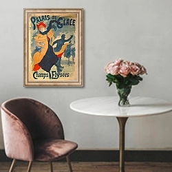 «Poster advertising the Palais de Glace on the Champs Elysees» в интерьере в классическом стиле над креслом