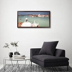 «Венеция, Италия. Вид с Сан-Джорджио  2» в интерьере современной комнаты с серой банкеткой