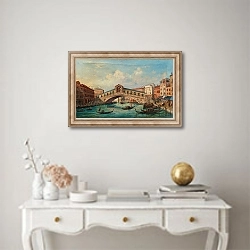 «Venice, the Rialto Bridge in Venice» в интерьере в классическом стиле над столом