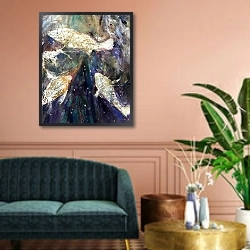 «Fish Rising detail 1» в интерьере классической гостиной над диваном