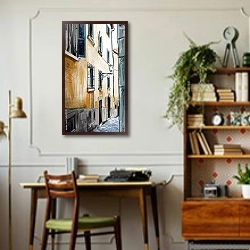 «Улица в Тоскане #4» в интерьере кабинета в стиле ретро над столом