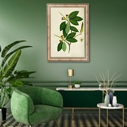 «Bruguiera gymnorhiza» в интерьере гостиной в зеленых тонах