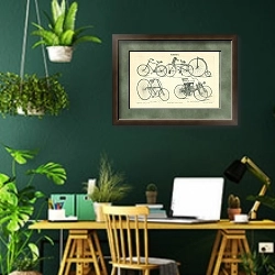 «Велосипеды 1» в интерьере кабинета с зелеными стенами