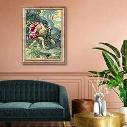 «Samson and the lion» в интерьере классической гостиной над диваном