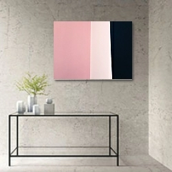 «Розовые и черные полосы» в интерьере в стиле минимализм над столом
