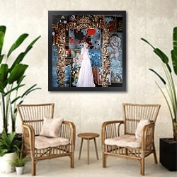 «Хепберн Одри 171» в интерьере комнаты в стиле ретро с плетеными креслами