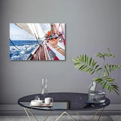 «Быстрая яхта» в интерьере современной гостиной в серых тонах