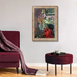 «Interior with Red Dress» в интерьере гостиной в бордовых тонах