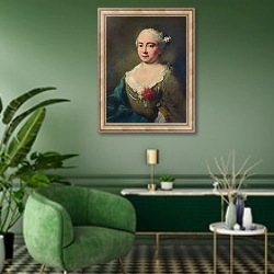 «Пенза Катерина» в интерьере гостиной в зеленых тонах