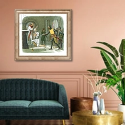 «Hubert taken from sanctuary at Boisars» в интерьере классической гостиной над диваном