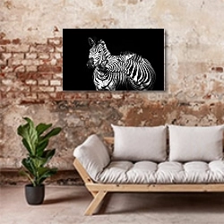 «Поцелуй зебры» в интерьере гостиной в стиле лофт над диваном