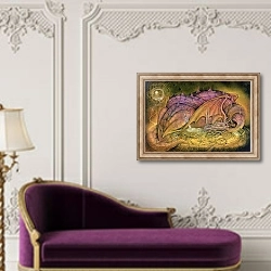 «Sleeping Dragon on Gold Hoard» в интерьере в классическом стиле над банкеткой