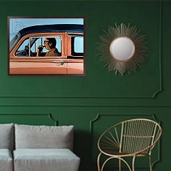 «Cuban Portrait #1, 1996» в интерьере классической гостиной с зеленой стеной над диваном