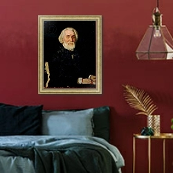 «Portrait of Ivan S. Turgenev, 1879 1» в интерьере спальни с акцентной стеной