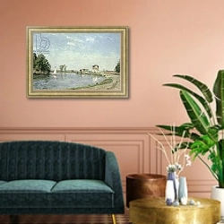«At the River's Edge, 1871» в интерьере классической гостиной над диваном