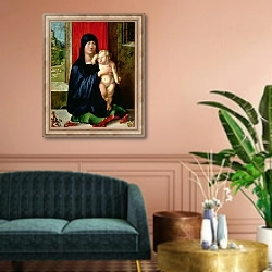 «Madonna and Child, c.1496-99» в интерьере классической гостиной над диваном