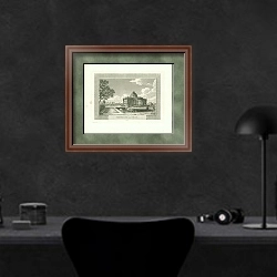 «Montmusard, near Dijon 1» в интерьере кабинета в черных цветах над столом