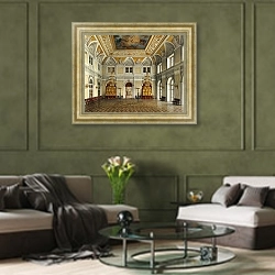 «Виды залов Зимнего дворца. Аванзал» в интерьере гостиной в оливковых тонах