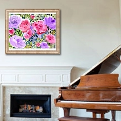 «Rose Garden» в интерьере классической гостиной над камином