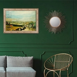 «Leeds» в интерьере классической гостиной с зеленой стеной над диваном