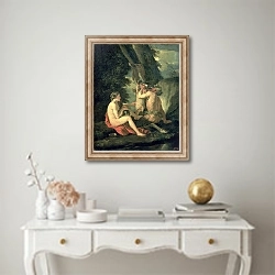 «Satyr and Nymph, 1630» в интерьере в классическом стиле над столом