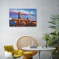 «Италия. Собор Сиены» в интерьере современной гостиной с желтым креслом