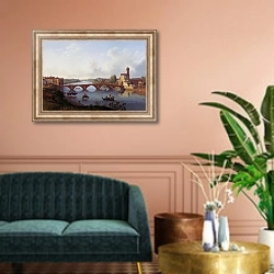 «Der Ponte a Mare in Pisa (Toskana)» в интерьере классической гостиной над диваном