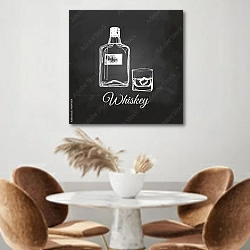 «Бутылка виски и стакан» в интерьере кухни над кофейным столиком