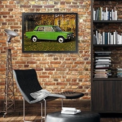 «ВАЗ 2103 ''Жигули'' '1972–83» в интерьере кабинета в стиле лофт с кирпичными стенами