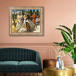 «The philospher Plato» в интерьере классической гостиной над диваном