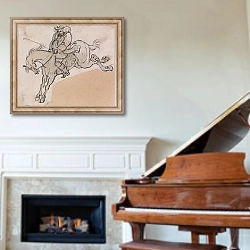 «Stout Man on a Bucking Horse» в интерьере классической гостиной над камином