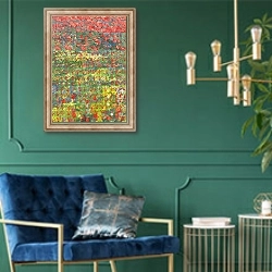 «Poppies, 2012,» в интерьере в классическом стиле с зеленой стеной