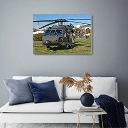 «Военный вертолет в Хофбурге, Вена, Австрия» в интерьере современной гостиной в синих тонах