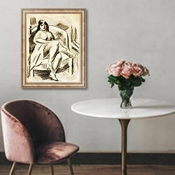 «Seated Female Nude» в интерьере в классическом стиле над креслом