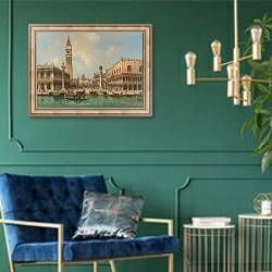 «View Of The Piazzetta Di San Marco, Venice» в интерьере в классическом стиле с зеленой стеной