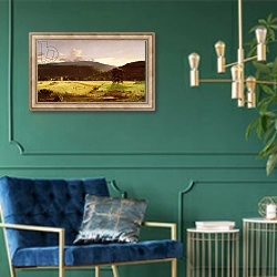 «Bareford Mountains, West Milford, New Jersey, 1850» в интерьере в классическом стиле с зеленой стеной