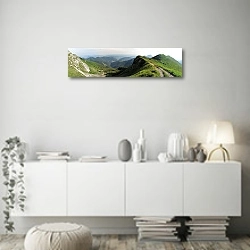 «Горы Малая Фатра, Словакия» в интерьере стильной минималистичной гостиной в белом цвете