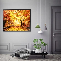 «Золотой осенний лес» в интерьере коридора в классическом стиле