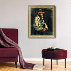 «Портрет садовника Валье 2» в интерьере гостиной в бордовых тонах
