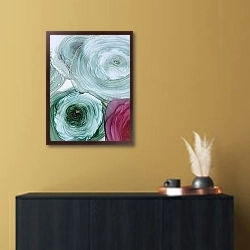 «Абстракция чернилами Розы 5» в интерьере в стиле минимализм над комодом