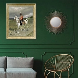 «Император Николай II» в интерьере классической гостиной с зеленой стеной над диваном