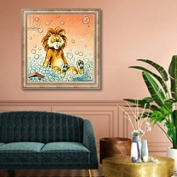 «Leo the Friendly Lion 21» в интерьере классической гостиной над диваном