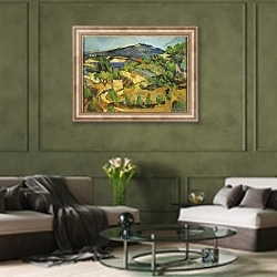 «Горы во французском Провансе» в интерьере гостиной в оливковых тонах