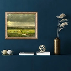 «Landscape with Dresden in the Distance, 1830» в интерьере в классическом стиле в синих тонах