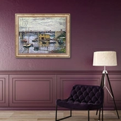 «Bridge at Argenteuil on a Gray Day, c.1876» в интерьере в классическом стиле в фиолетовых тонах