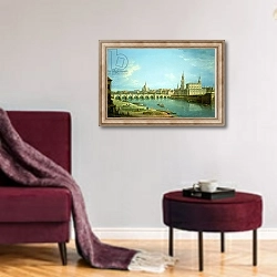 «A View of Dresden» в интерьере гостиной в бордовых тонах