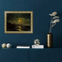 «Вид на Константинополь с моря в лунную ночь» в интерьере в классическом стиле в синих тонах