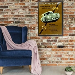 «Автогонки 94» в интерьере в стиле лофт с кирпичной стеной и синим креслом